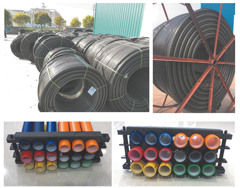 高密度聚乙烯(HDPE )硅芯管制作，系采用特種HDPE原料加硅料共擠復(fù)合而成，具備以下基本特性: 1.管道的強度，包括抗壓，抗張和抗沖擊能力，充分考慮到光(電)纜保護所需的安全系數(shù)，不再需要大管作外層保護。 2、硅管曲率半徑小，為其外徑的十倍。敷管時遇到彎曲處和上下管落差處可隨路而轉(zhuǎn)或隨坡而走，無須作任何特別處理，更不必設(shè)入井過渡。 3、其內(nèi)壁的硅芯層是固體的，永久的潤滑濟。 4、其內(nèi)壁的硅芯層被同步擠壓進壁內(nèi)，均勻地分布于整個內(nèi)壁，硅芯層與高度密聚乙烯具有相同的物理和機械特性:不會剝落，脫離。 5、其內(nèi)壁硅芯層的摩擦特性保持不變，纜線在管道內(nèi)反復(fù)抽取。 6、其內(nèi)璧的硅芯層不與水溶，污物進管后可用水沖洗管道，可免遭嚙齒動物破壞。7、抗老化，使用壽命長，埋入地下可達50年以上。 8、耐候性能好。 9、施工快捷，可大降低工程造價。